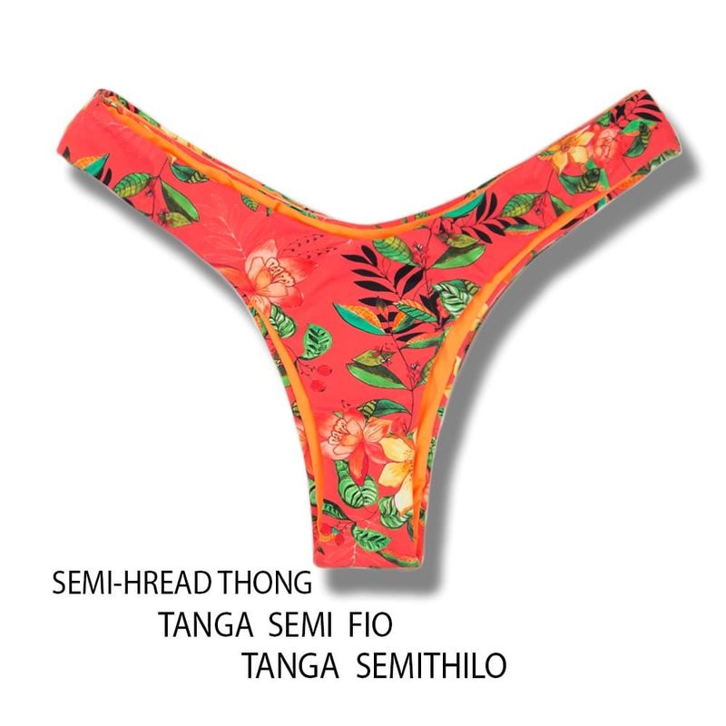 V-Style Bikini Bottom | Coral Floral Print | Eva Tanga | KiniBi