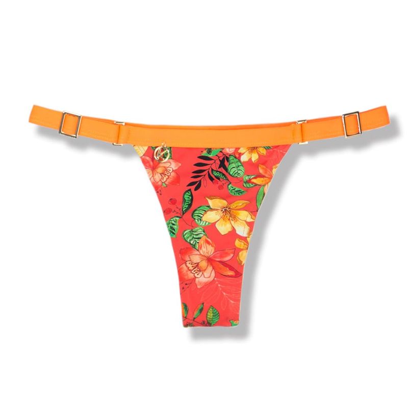 String Bikini Bottom | Brazilian Bikini | Coral Floral Print | Fany Tanga | KiniBi