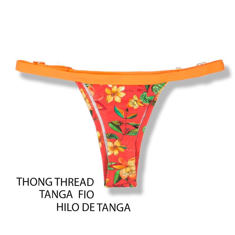 String Bikini Bottom | Coral Floral Print | Fany Tanga | KiniBi