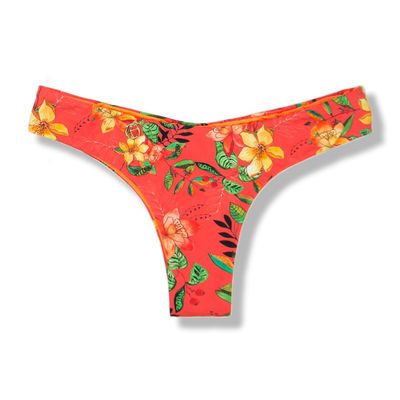 Isa Floral Coral Thong | Reversible in Neon Orange | Ripple