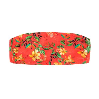 Floral Coral Bandeau Top | Back Tie Closure