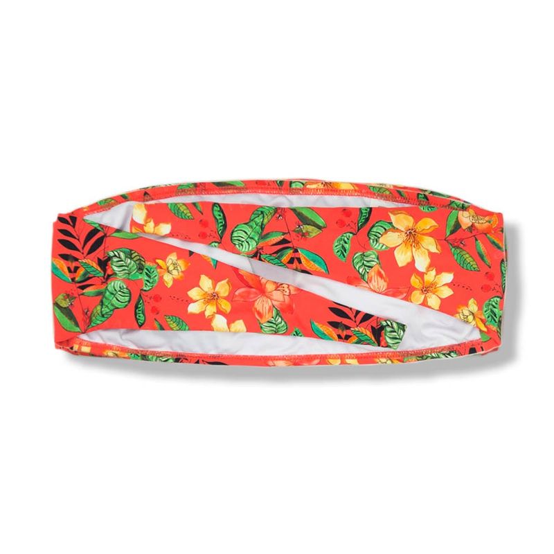 Coral Floral Bandeau Top | Back Tie Closure **
