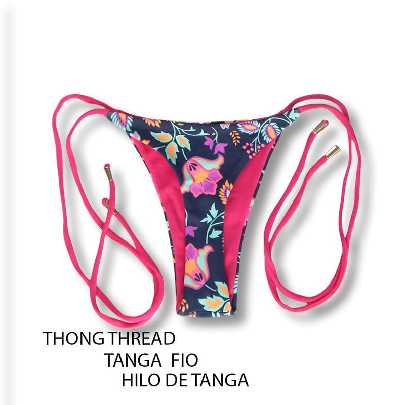 Thin Side Tie Bikini Bottom | Bosque Print | Cora Tanga | KiniBi