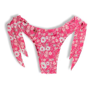 Mora Floral Pink Thong | Wide Tie on the Side