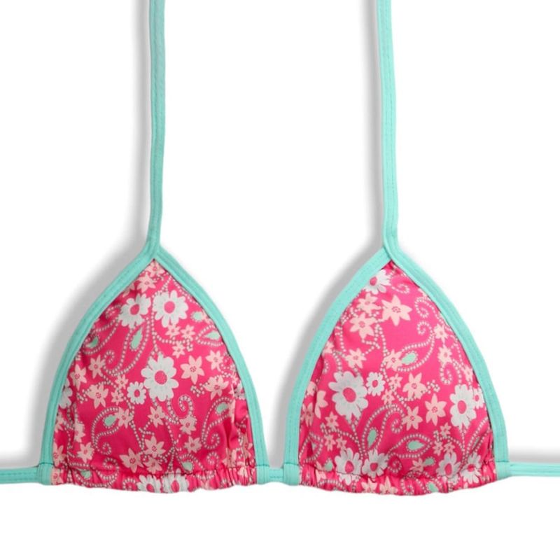 Slide Triangle Bikini Top | Brazilian Style | Pink Floral Print | Mara Top KiniBi