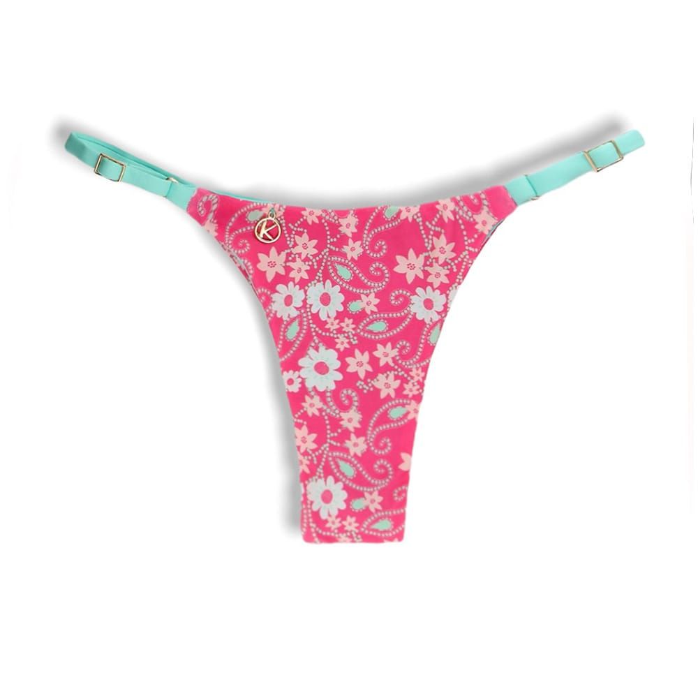 Mia Floral Pink Thong | Adjustable Thin Strap