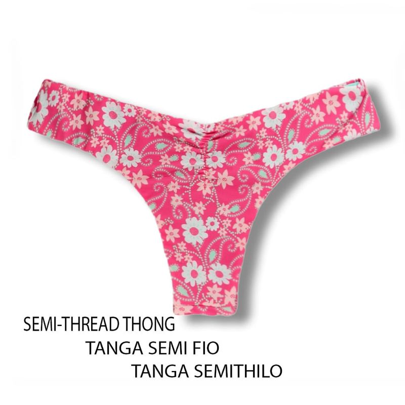 Ruched Bikini Bottom | Pink Floral | Isa Tanga | KiniBi