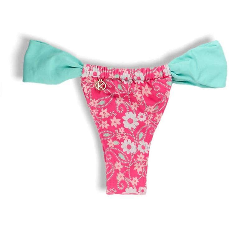 Bas de Bikini Coulissant | Bikini Brésilien | Imprimé Rose Floral | Bas Gali KiniBi 