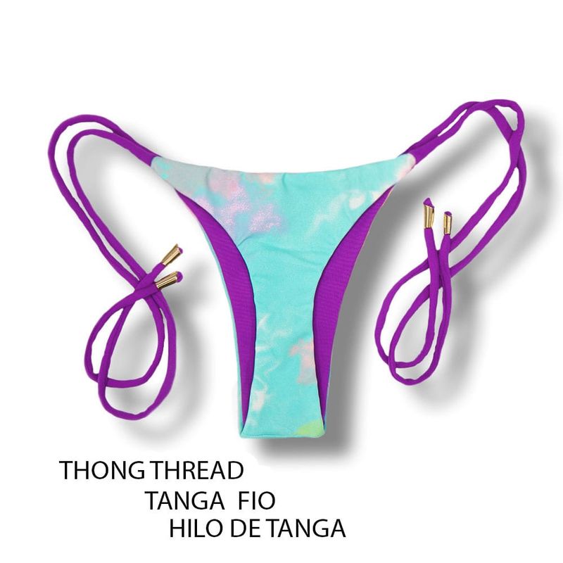 Thin Side Tie Bikini Bottom | Tie Dye Print | Cora Tanga | KiniBi