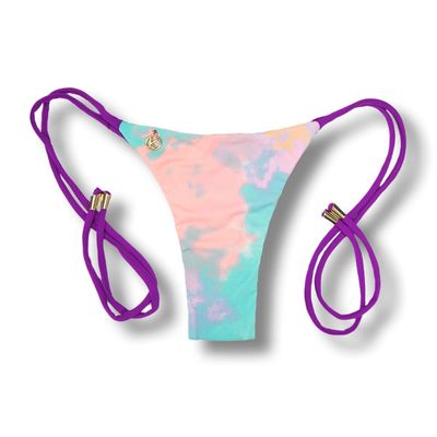 Cora Tie Dye Thong | Reversible Grape | Thin Bow