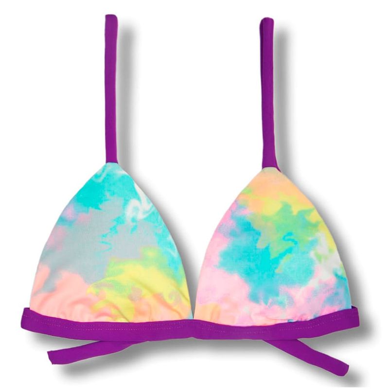 Top Triángulo Fijo | Tirantes Ajustables | Bikini Brasileño | Tela Tie Dye | Top Jade KiniBi