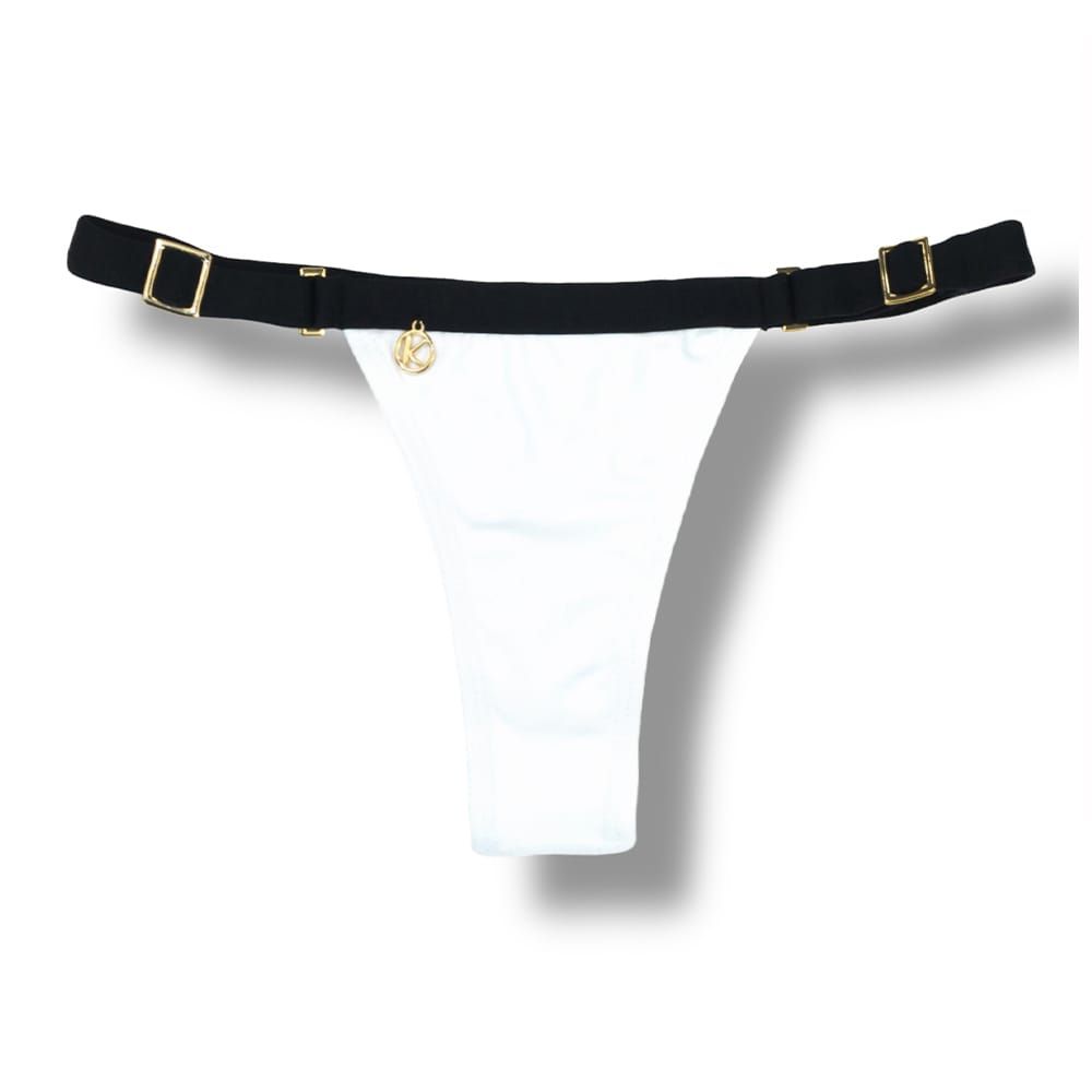 Fany Black and White Thong with Black | Ribbon Mark