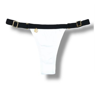 Fany Black and White Thong with Black | Ribbon Mark