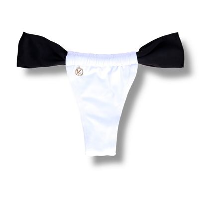 Tanga Black and White con Negro | Cortininha Ajustable