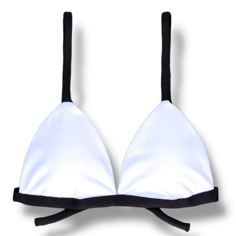 Fixed Triangle Bikini Top | Adjustable Straps | Brazilian Bikini | Black and White Print | Jade Top KiniBi