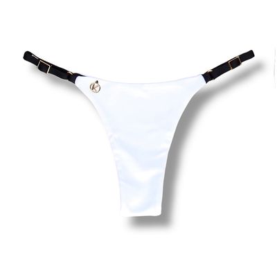 Mia Black and White Thong | Bicolor | Adjustable Thin Strap