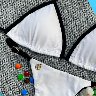 Black and White Bikini Set  | Mara Top + Mia Thong