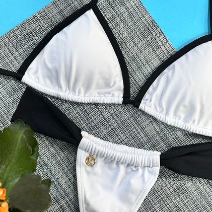 Bikini Set | Triangle Top, Slide Bikini Bottom  | Brazilian Bikini | Black and White Print | Mara &amp; Gali KiniBi