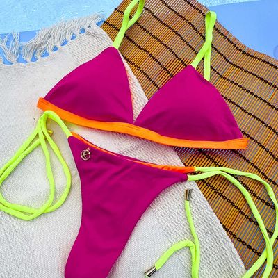 Pink Twist Bicolor Bikini Set | Jade Top + Cora thong