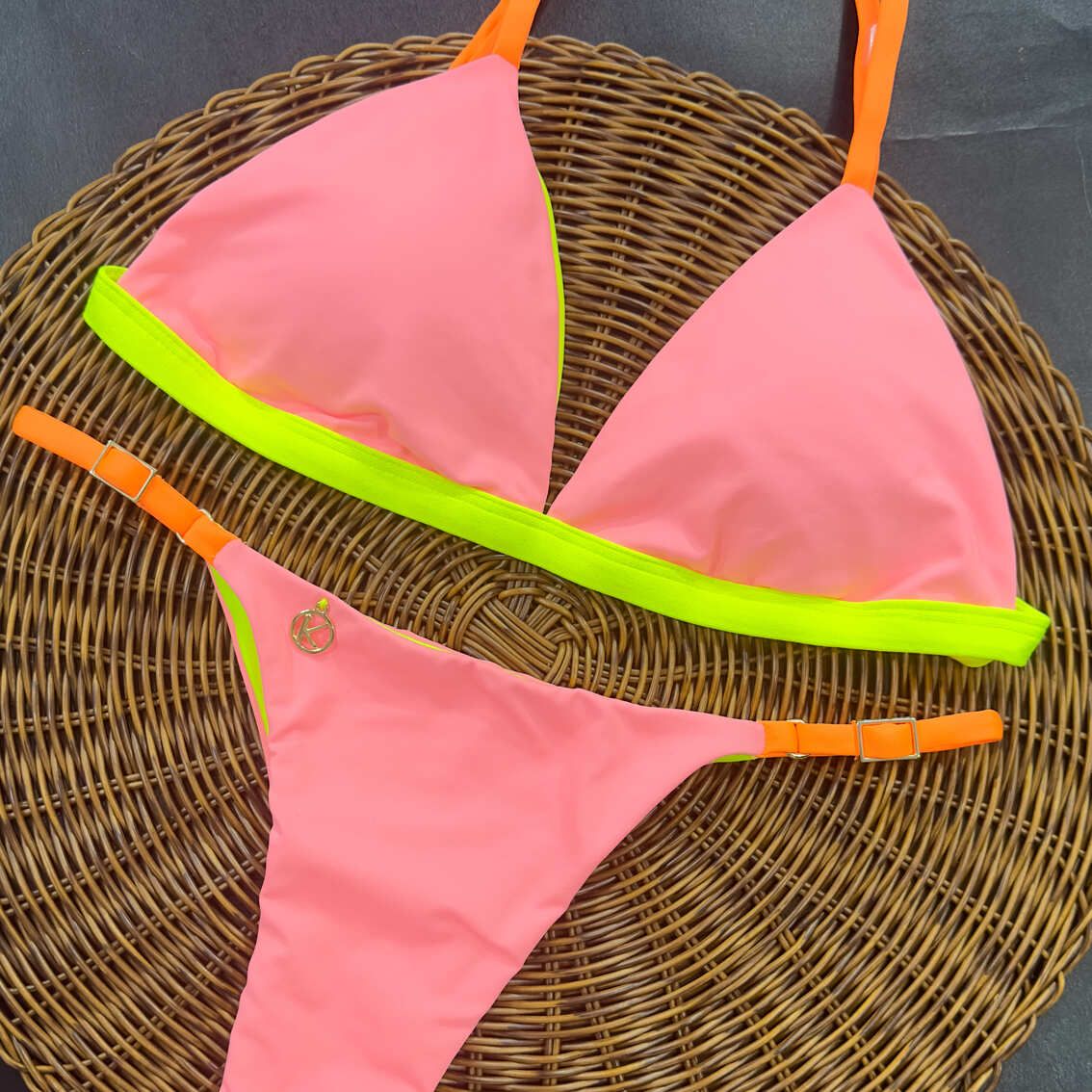 Lollypop Two-Tone Bikini Set | Jade Top + Mia Thong