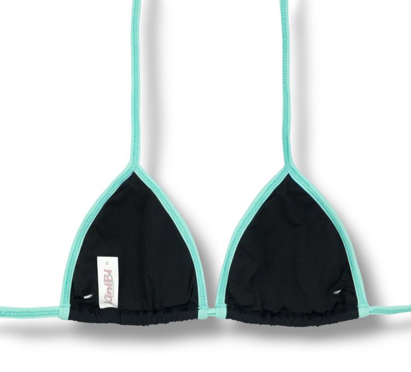 Triangle Bikini Top | Black and Mint Green | Mara Top | KiniBi