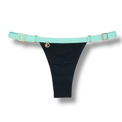 Fany Black Two-Tone Fany Thong with mint green | Ribbon Mark