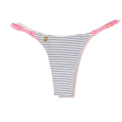 Adjustable Thin Strap Bikini Bottom | Brazilian Bikini| Denim Print | Mia Bottom KiniBi