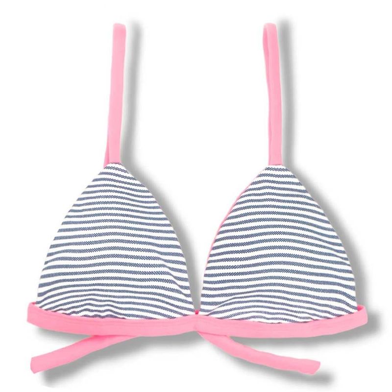 Fixed Triangle Bikini Top | Adjustable Straps | Brazilian Bikini | Denim Print | Jade Top KiniBi