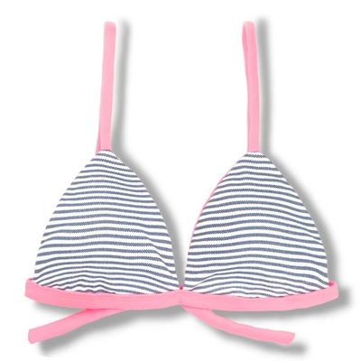 Fixed Triangle Bikini Top | Adjustable Straps | Brazilian Bikini | Denim Print | Jade Top KiniBi