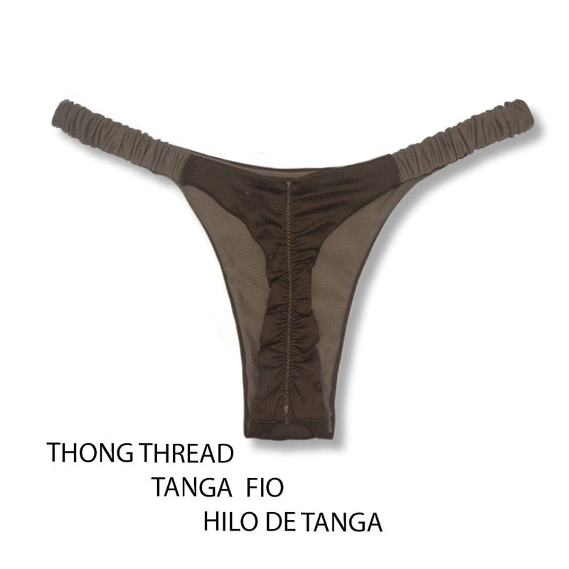 Ruffle Ruched Bikini Bottom | Cappuccino Print | Flora KiniBi