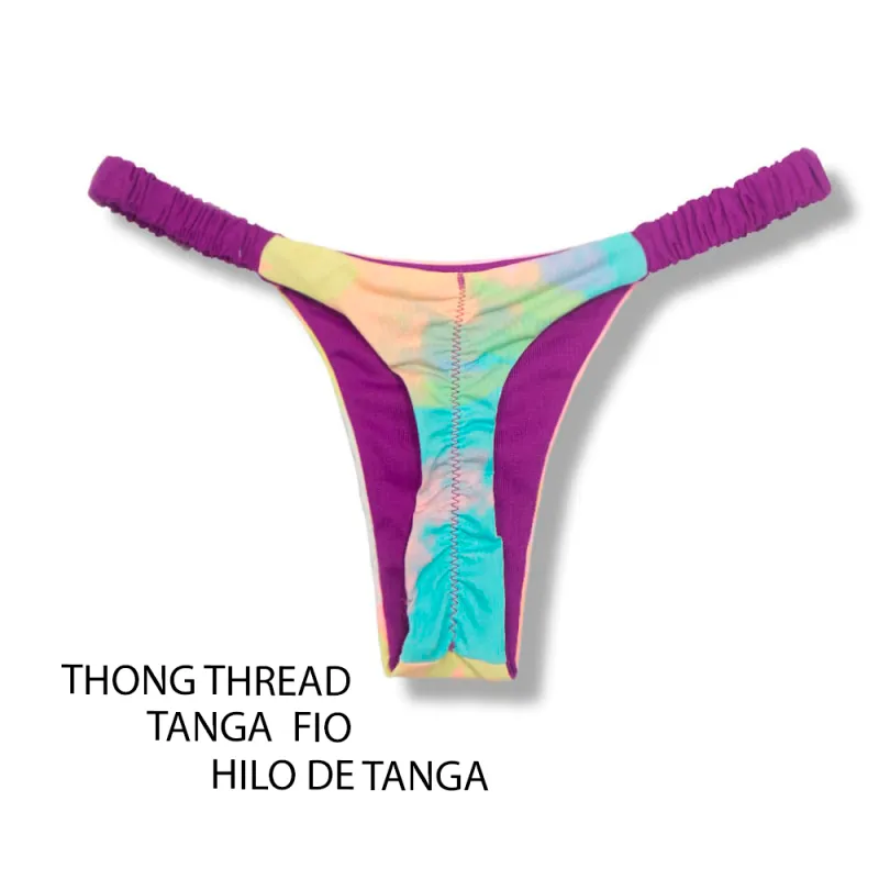 Ruffle Ruched Bikini Bottom | Tie Dye Print | Flora KiniBi