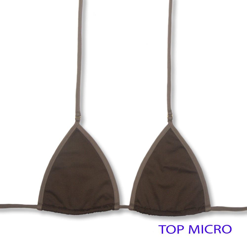 Micro Triangle Bikini Top | Brazilian Style | Capuccino Print | Mila Top KiniBi