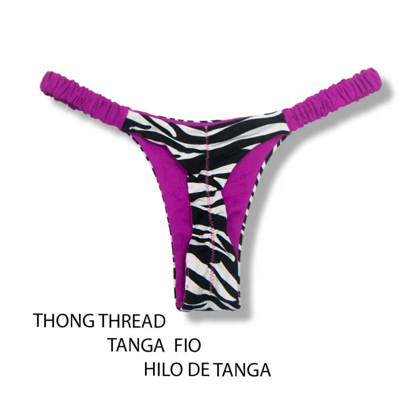 Ruffle Ruched Bikini Bottom | Zebra Print | Flora KiniBi