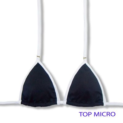 Micro Triangle Bikini Top | Brazilian Style | White and Black Print | Mila Top KiniBi