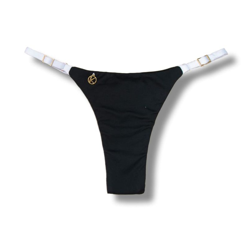 Adjustable Thin Strap Bikini Bottom | Brazilian Bikini | Black and White Print | Mia Tanga | KiniBi  
