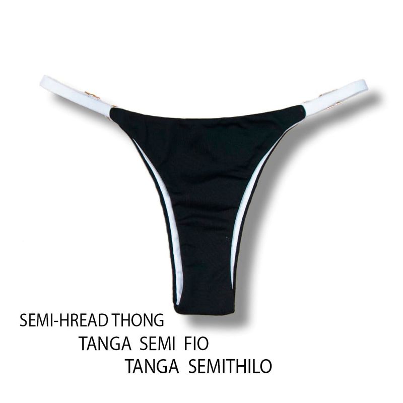 Adjustable Thin Strap Bikini Bottom | Black and White Print | Mia Tanga | KiniBi