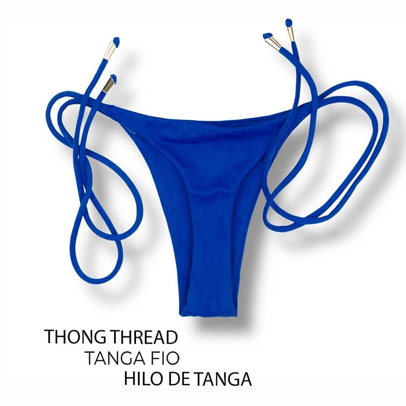 Thin Side Tie Bikini Bottom | Cobalt Blue Print | Cora Tanga | KiniBi