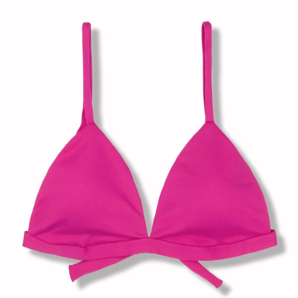 Fixed Triangle Bikini Top | Adjustable Straps | Brazilian Bikini | Pink Print | Jade Top KiniBi