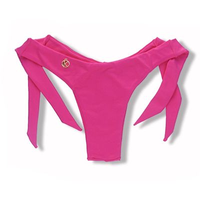 Wide Side Bikini Bottom | Double Layered Thong | Brazilian Style | Pink Print | Mora Bottom KiniBi