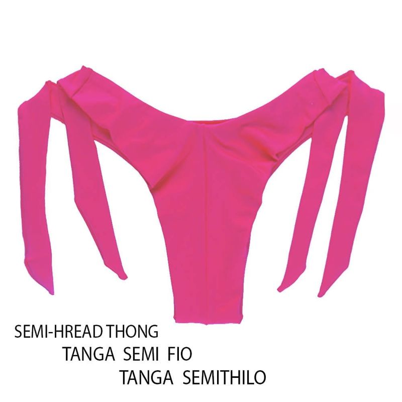 Wide Side Bikini Bottom | Pink Print | Double String | Mora Tanga | KiniBi