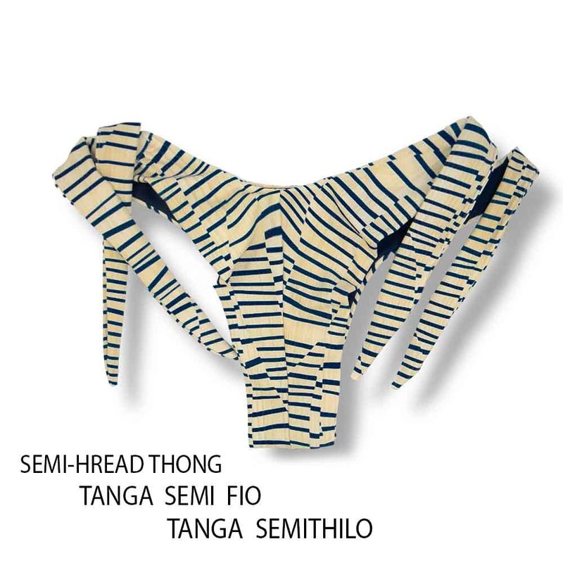 Wide Side Bikini Bottom | Mareia Print | Double String | Mora Tanga | KiniBi