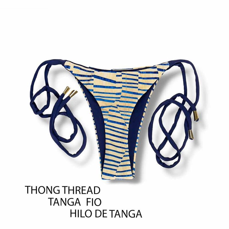 Thin Side Tie Bikini Bottom | Mareia Print | Cora Tanga | KiniBi