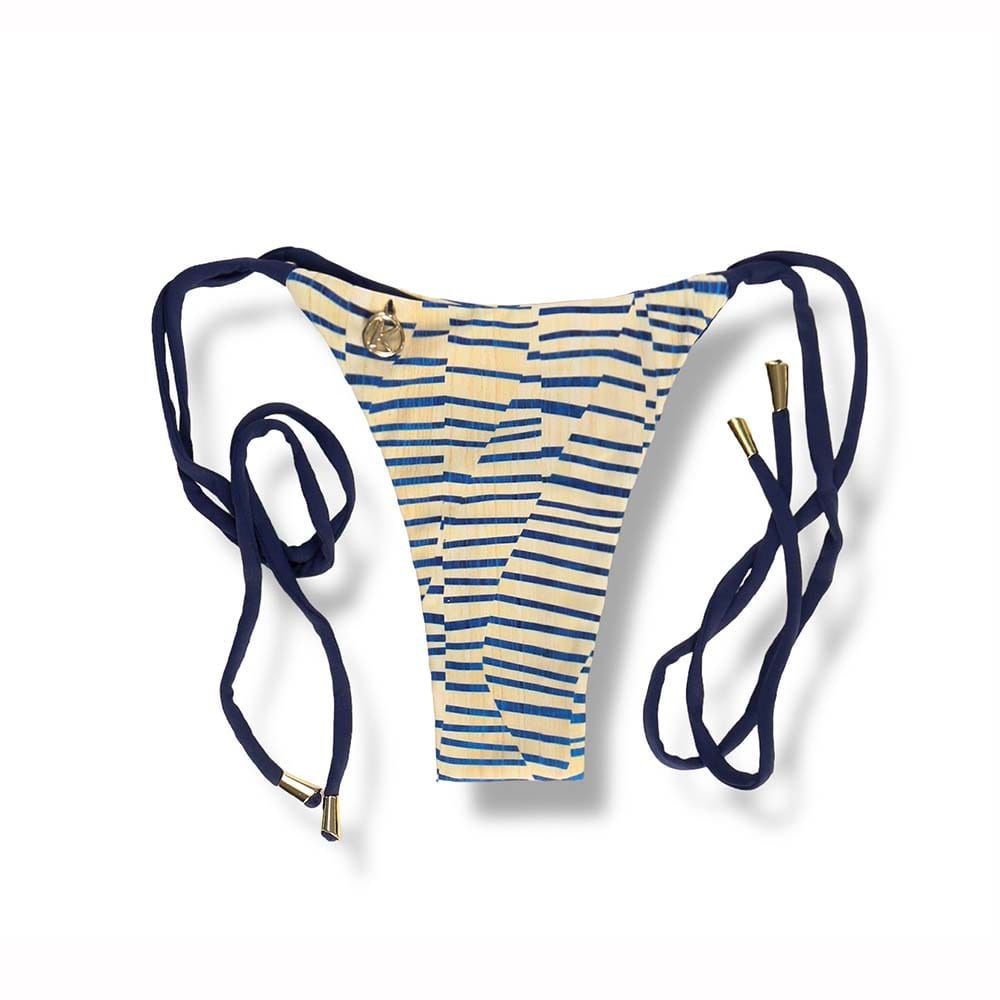 Cora Mareia Thong | Reversible Blue Marine | Thin Bow