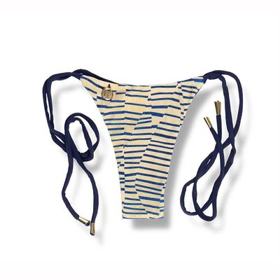 Cora Mareia Thong | Reversible Blue Marine | Thin Bow
