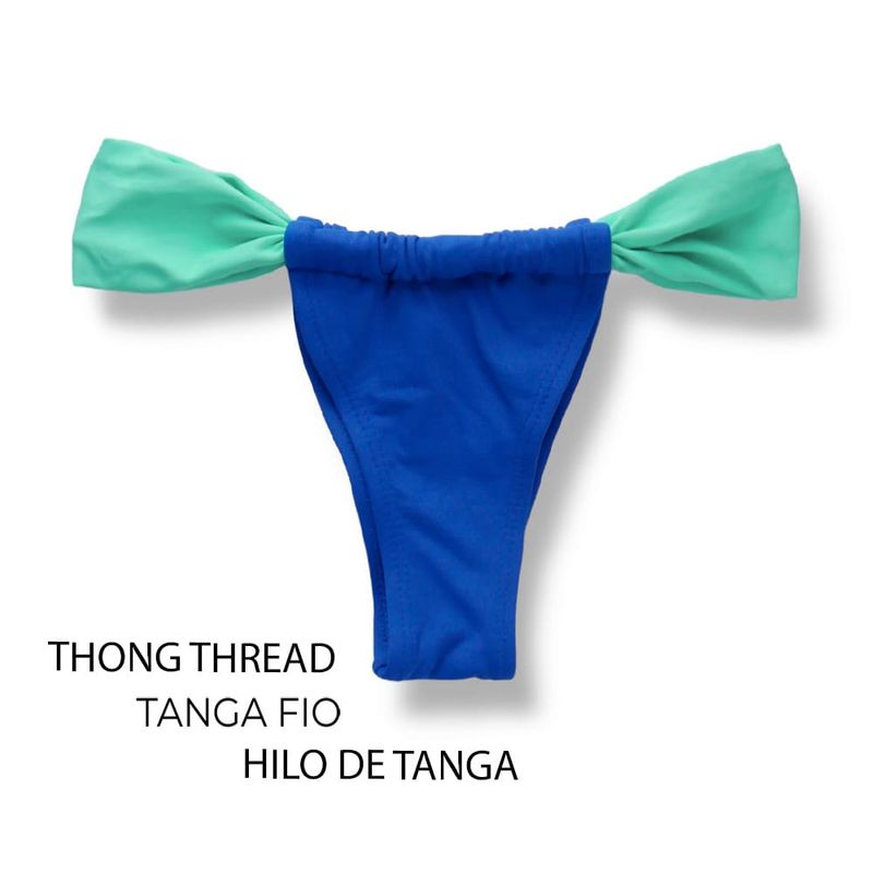 Slide Bikini Bottom | Cobalt Blue and Mint Green Print | Gali Tanga | KiniBi