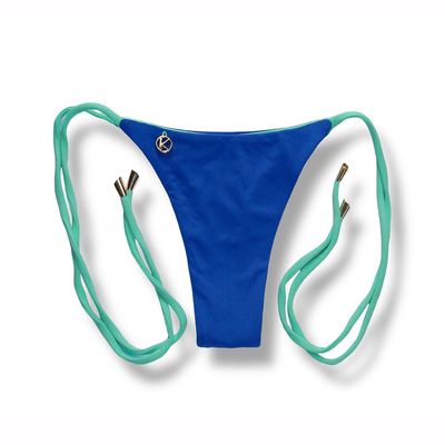 Cora Cobalt Blue Thong | Reversible Mint Green | Thin Bow