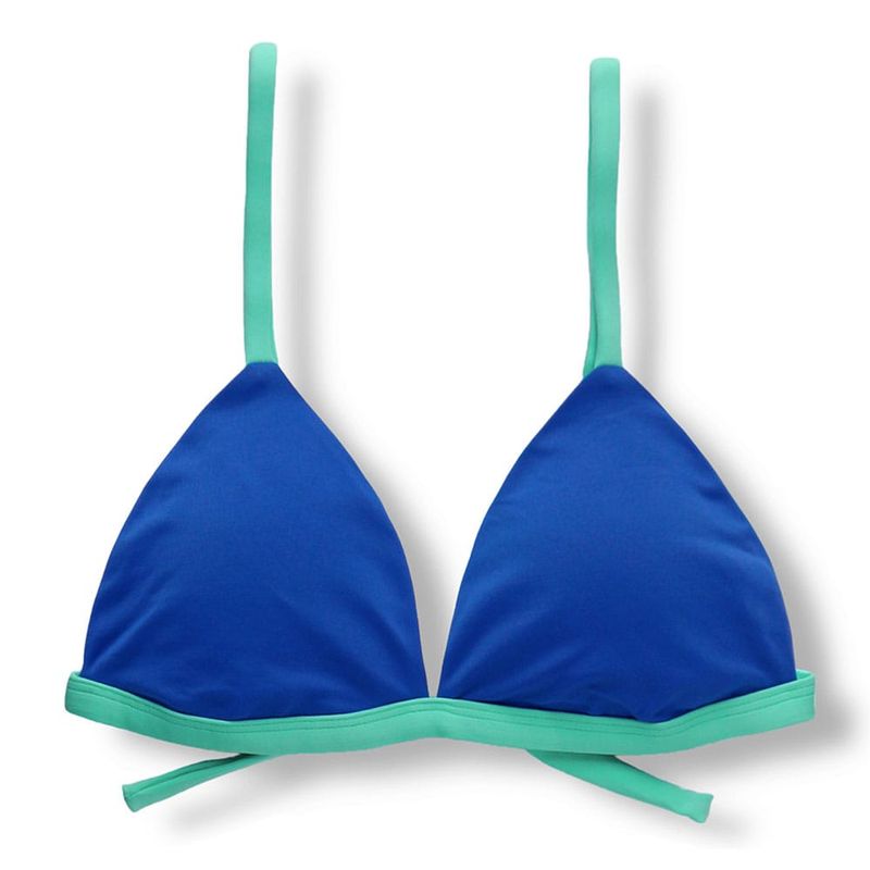 Fixed Triangle Bikini Top | Adjustable Straps | Brazilian Bikini | Cobalt Blue Print | Jade Top KiniBi