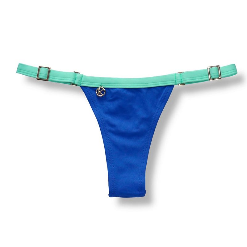 Tiny Thong Bikini Bottom | Brazilian Style | Cobalt Blue Print | Fany Bottom KiniBi