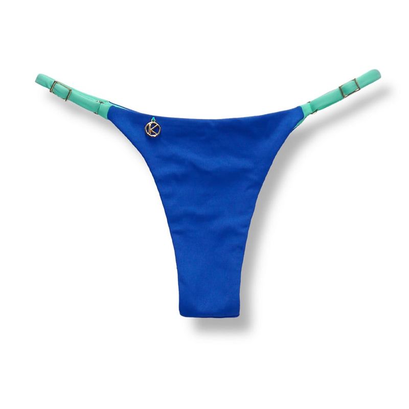 Adjustable Thin Strap Bikini Bottom | Brazilian Bikini| Cobalt Blue Print | Mia Bottom KiniBi