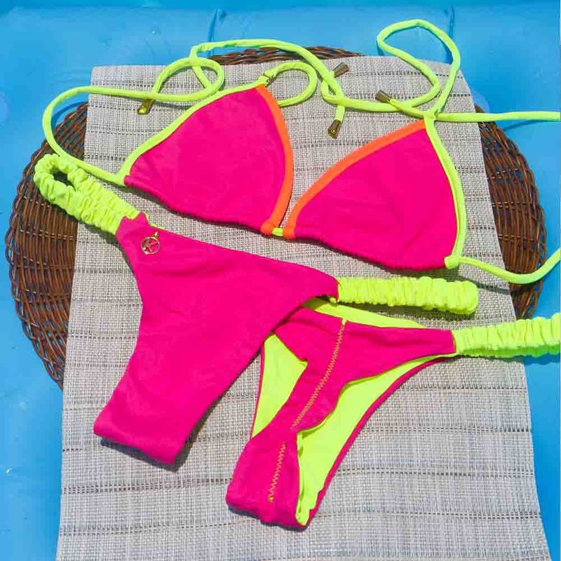 Conjunto Bikini Pink Twist |  Mila Top + Tanga Flora